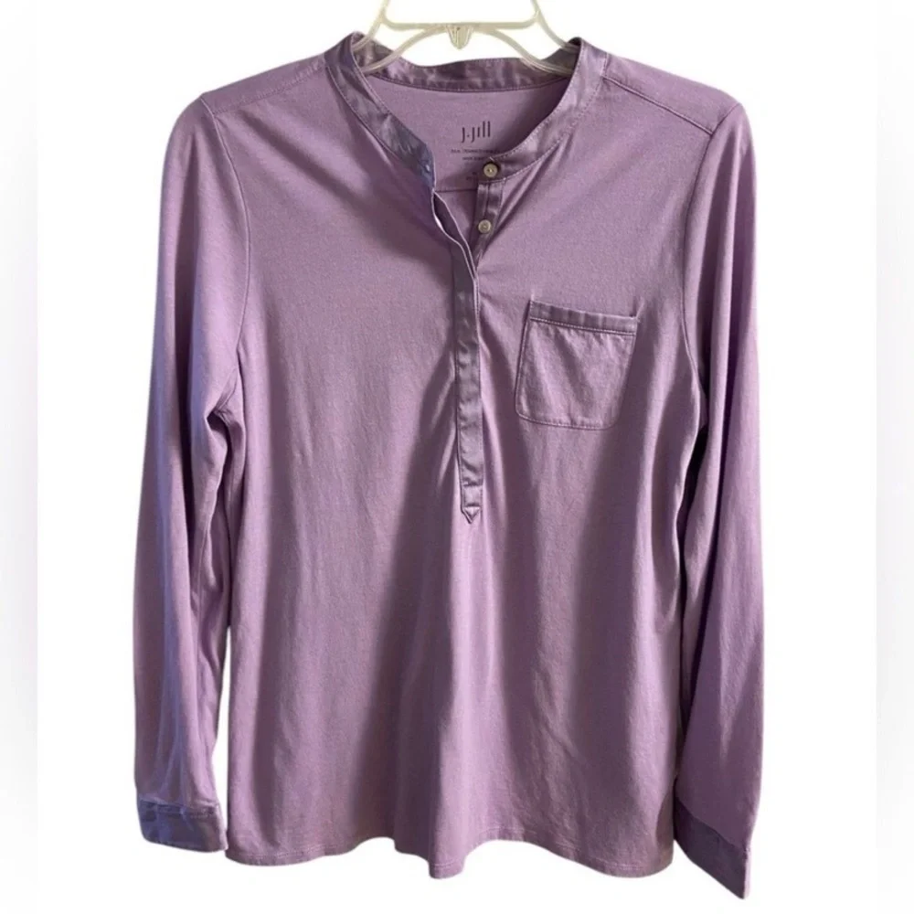 J. Jill Light Purple Casual 1/4 Button Down Shirt Medium petite